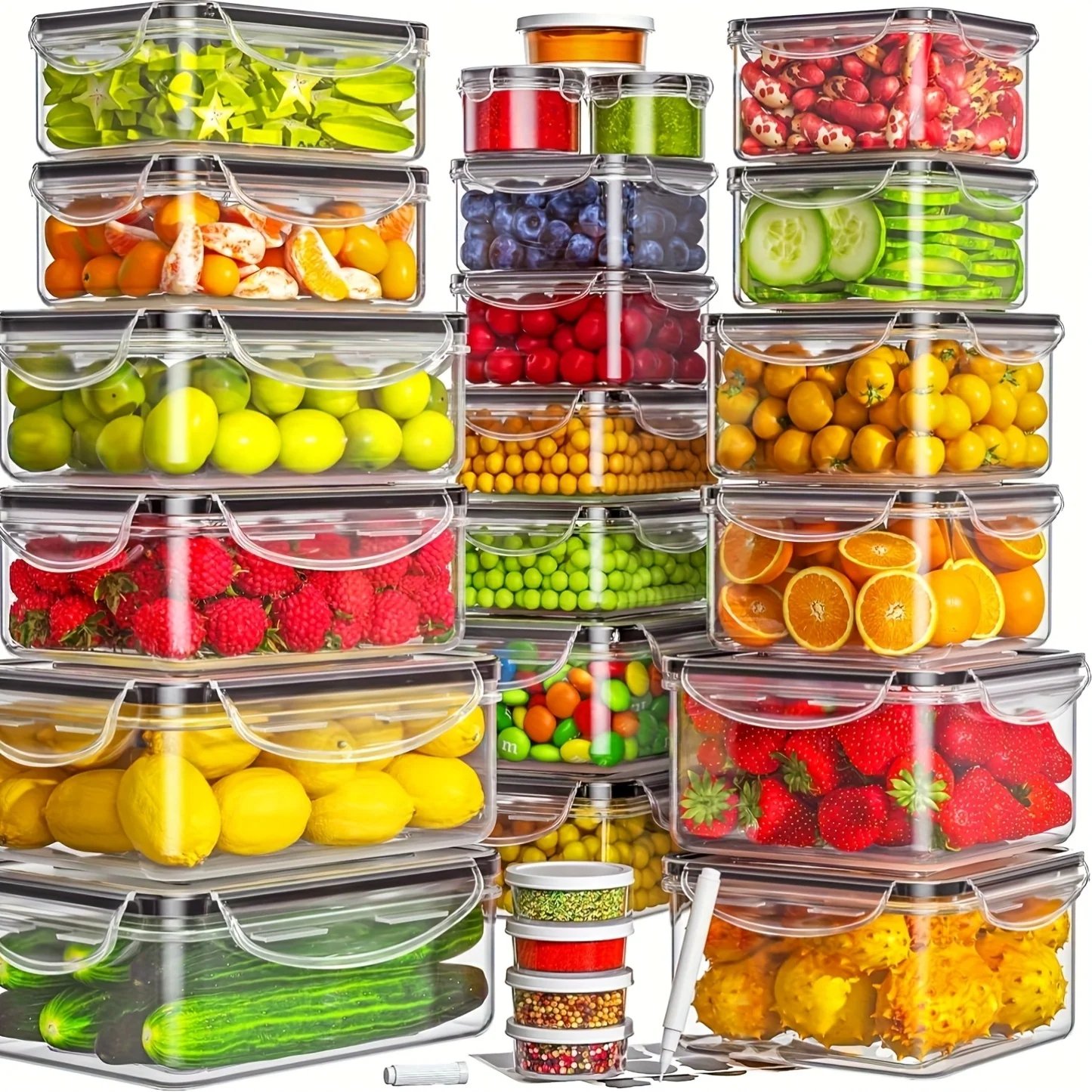 48Pcs BPA-Free Food Storage Set - 24 Airtight Containers & Lids with Labels for Pantry, Travel, Kitchen Organization - Image 3